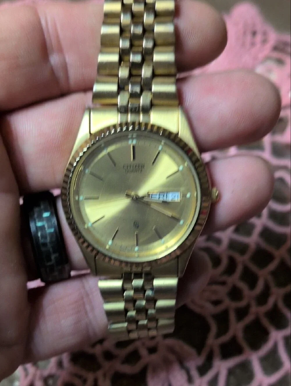 Vintage Citizen Gold-Tone Men's Bracelet Watch with Day-Date